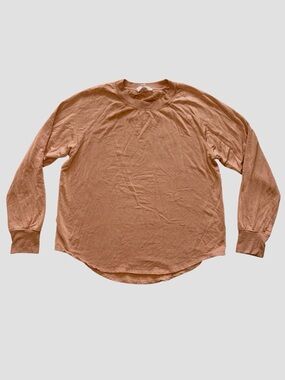 Red Finch Long Sleeve Crewneck Thick Tee in Brown